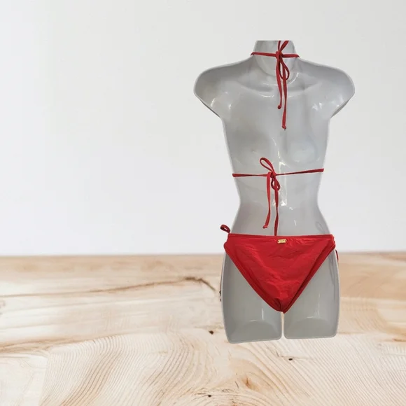 GUESS RED BEADED BIKINI SET - Picture 3 of 6